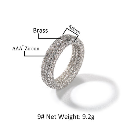 Men’s Iced Out Circular Band Ring with Cubic Zirconia in Gold, Silver & Rose Gold
