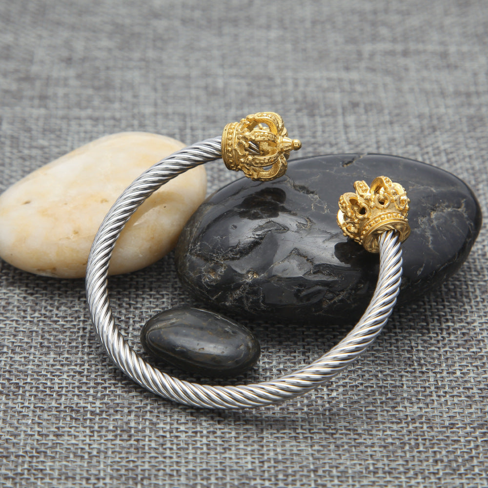 Unisex Vintage Skull Cuff Bracelet in Stainless Steel – Statement Bangle with Cubic Zirconia Accent product image