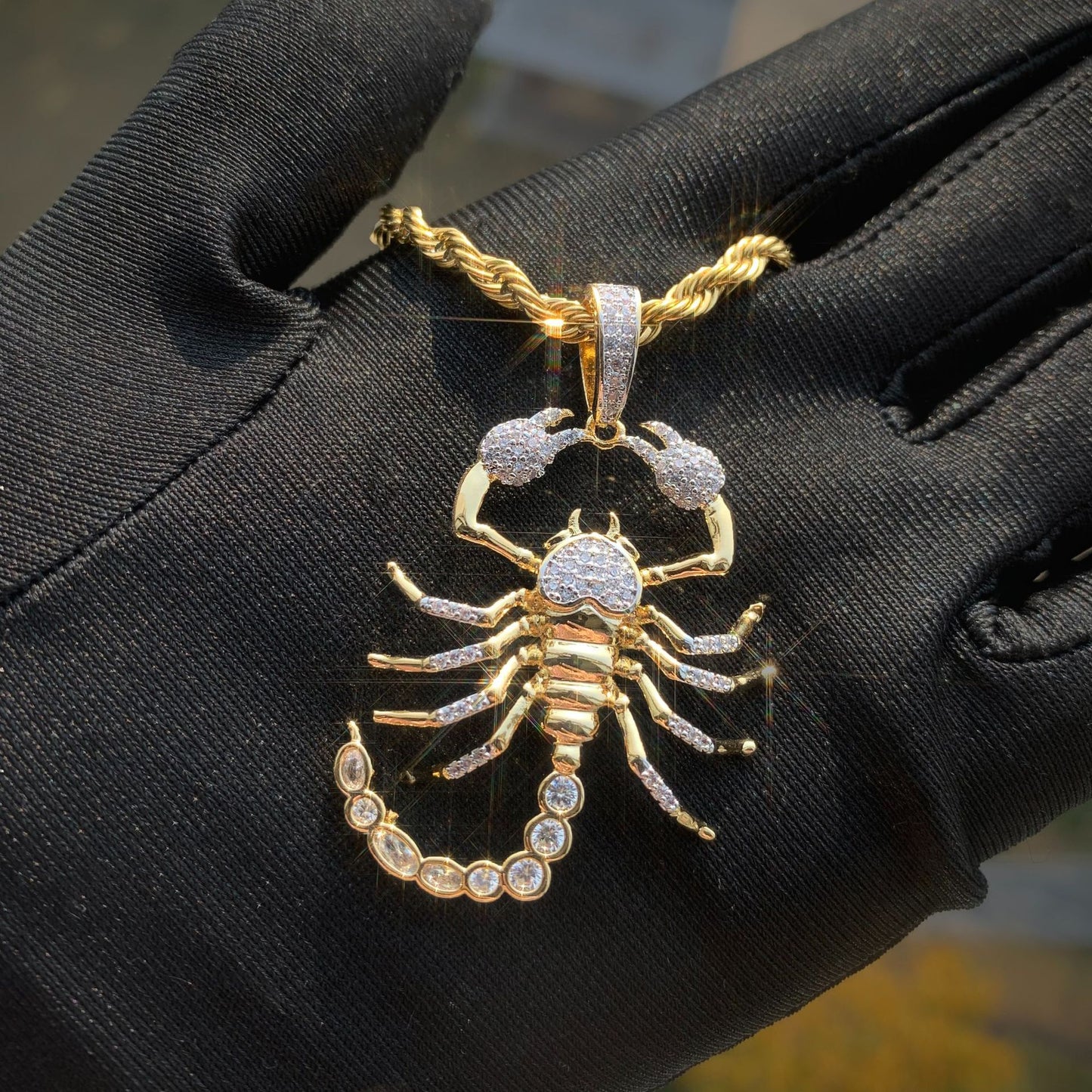 Unisex Iced Out Scorpio Pendant Necklace