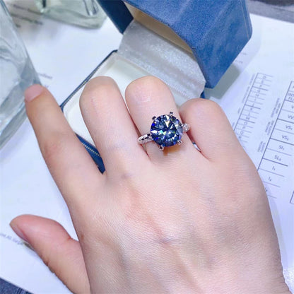 5 Carat Gray Moissanite Ring for Women, Geometric U-Shape Solitaire Engagement Ring