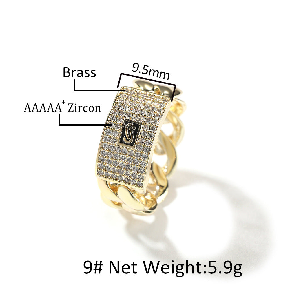 Unisex 14K Gold Plated Square Cubic Zirconia Statement Ring