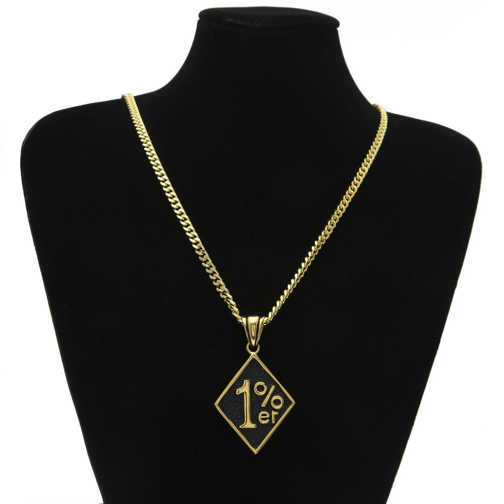 Gold Tone Number Pendant Necklace with 5mm Cuban Chain – Unisex Hip Hop Statement Chain product image