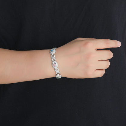 Hip Hop Evil Eye Cuban Link Cubic Zirconia Bracelet for Men