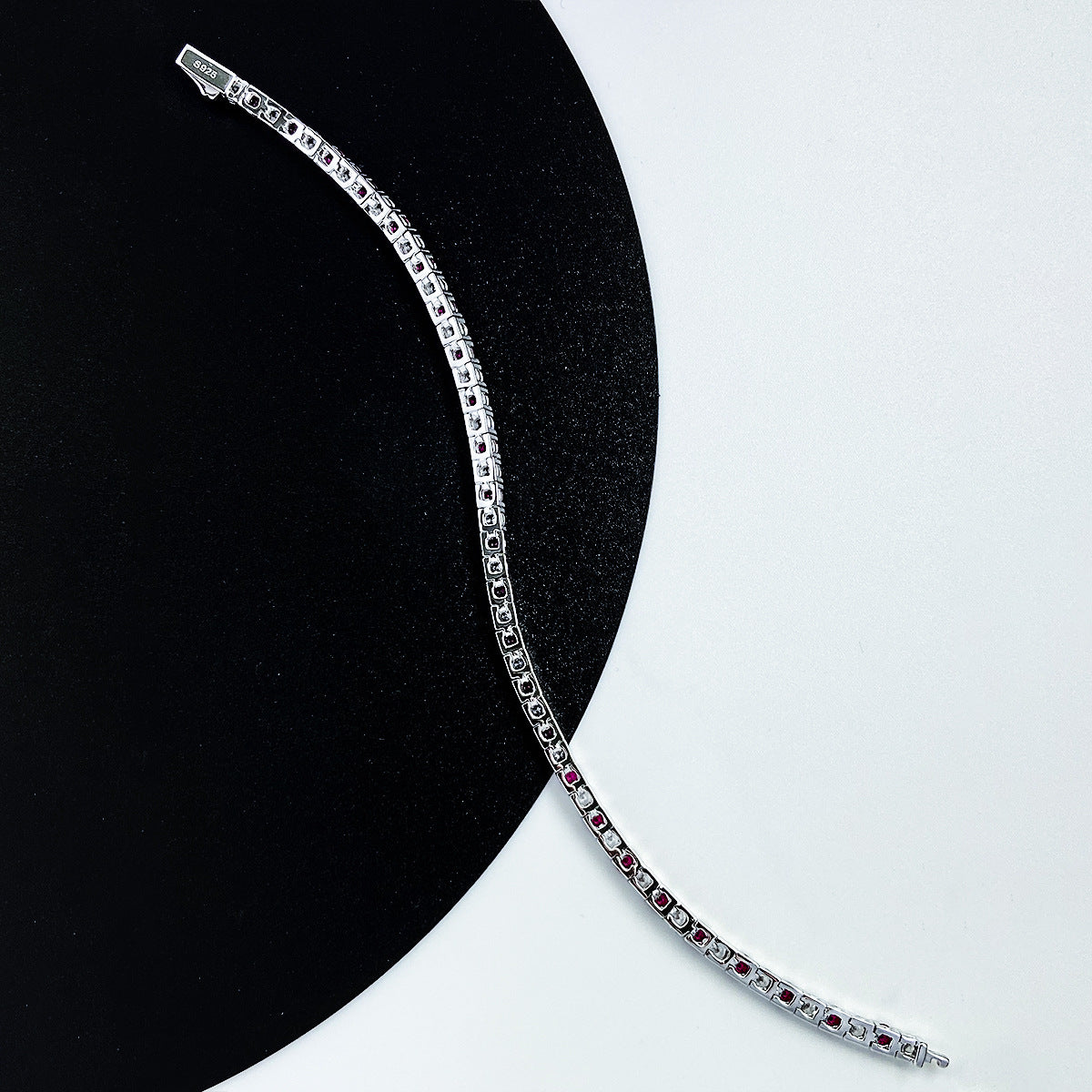 Red and Clear Stone Tennis Bracelet for Women, Four-Prong Stackable Bracelet product image
