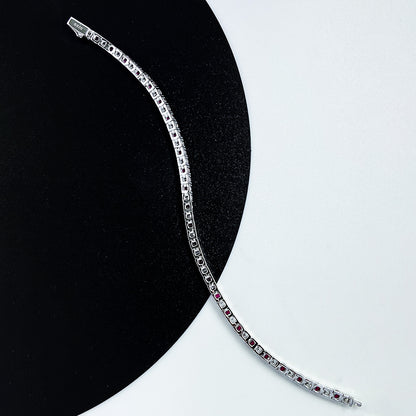 Red and Clear Stone Tennis Bracelet for Women, Four-Prong Stackable Bracelet