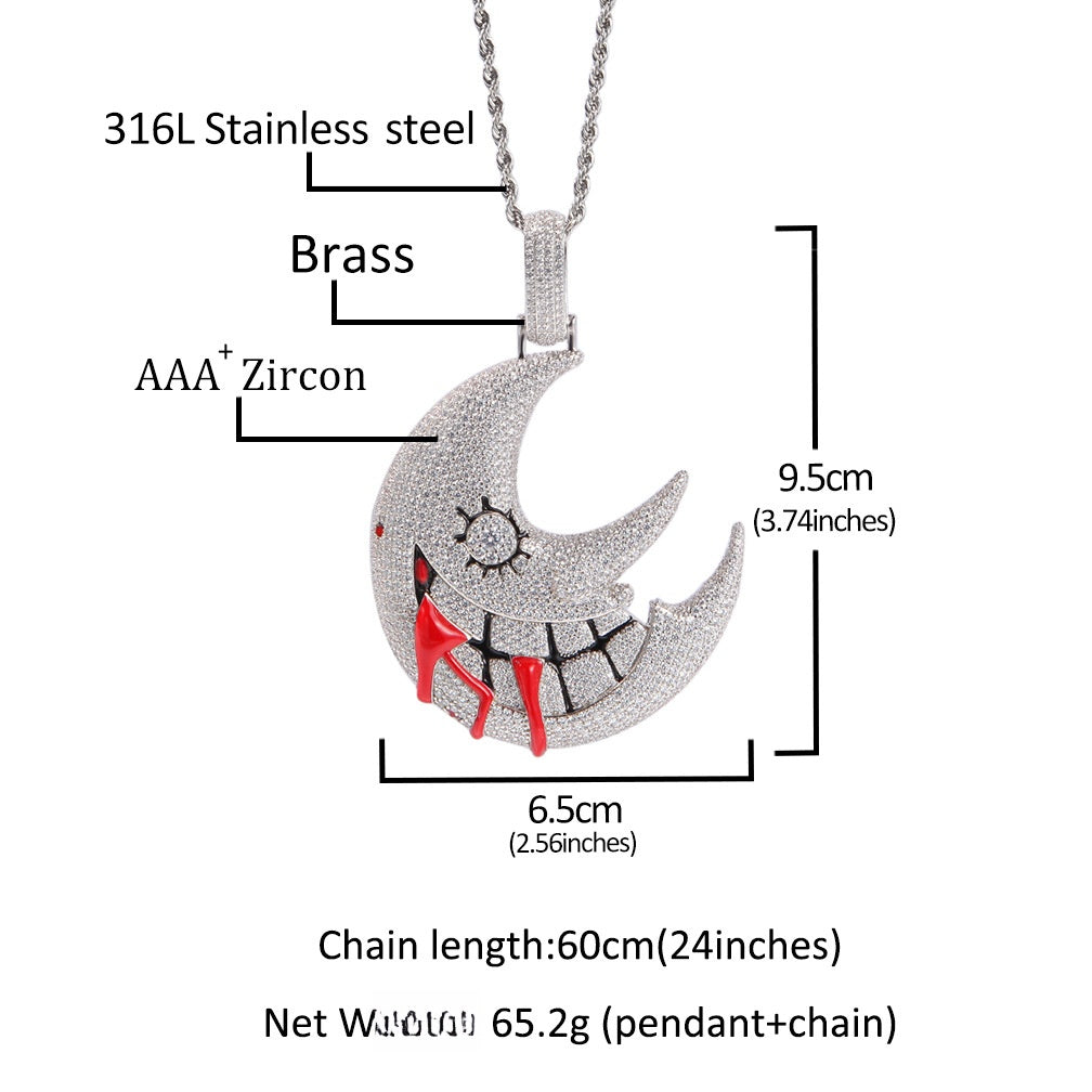 Silver Plated Crescent Moon Pendant Necklace with Stainless Steel Twist Chain for Women