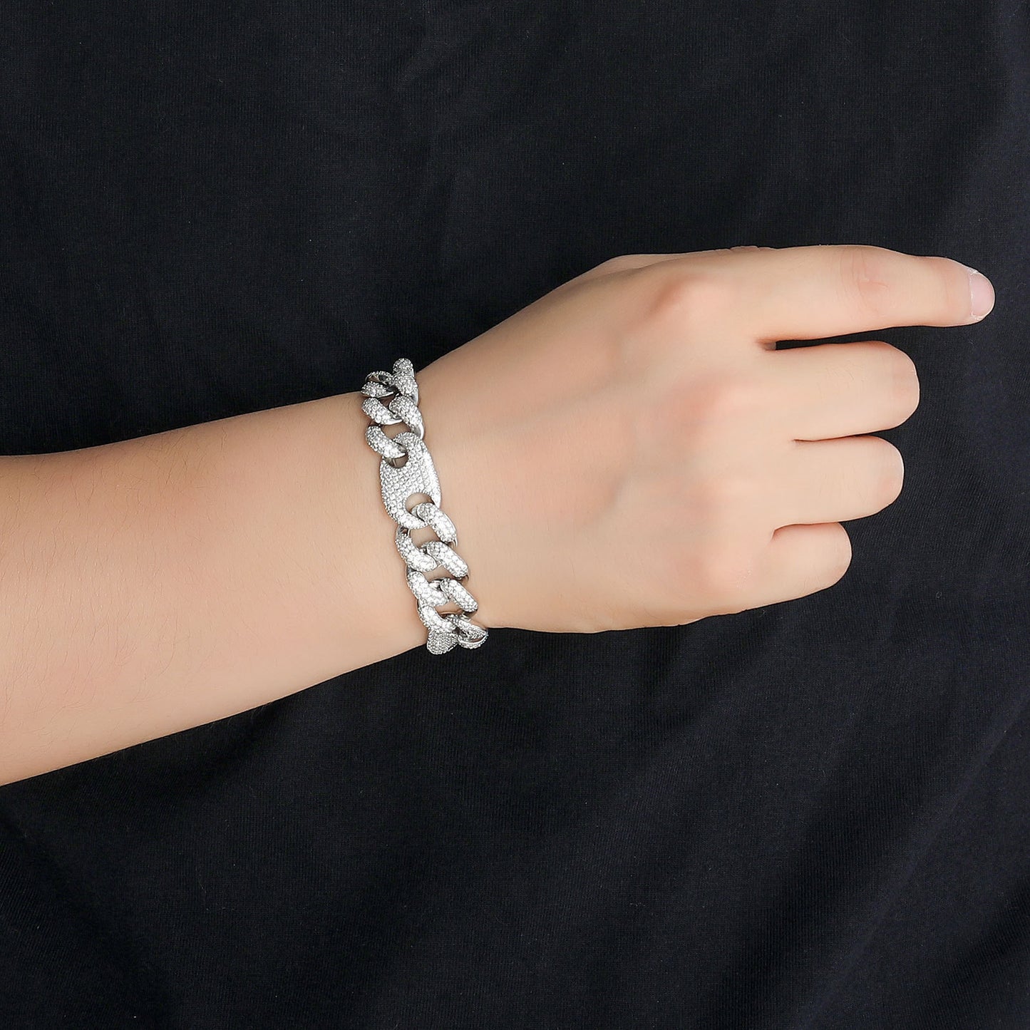 Hip Hop Heart Cubic Zirconia Bracelet for Men and Women