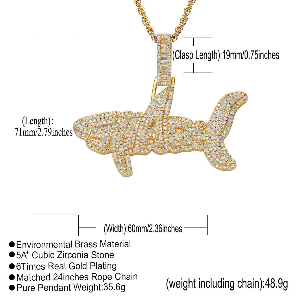 Hip Hop Letter Copper Pendant Necklace for Men and Women