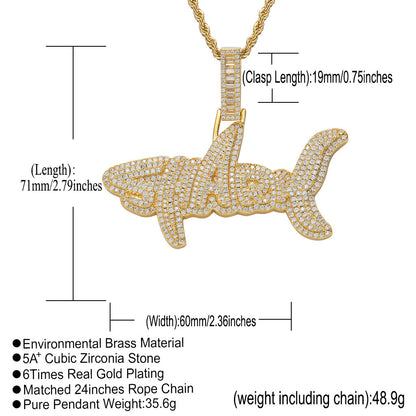 Hip Hop Letter Copper Pendant Necklace for Men and Women