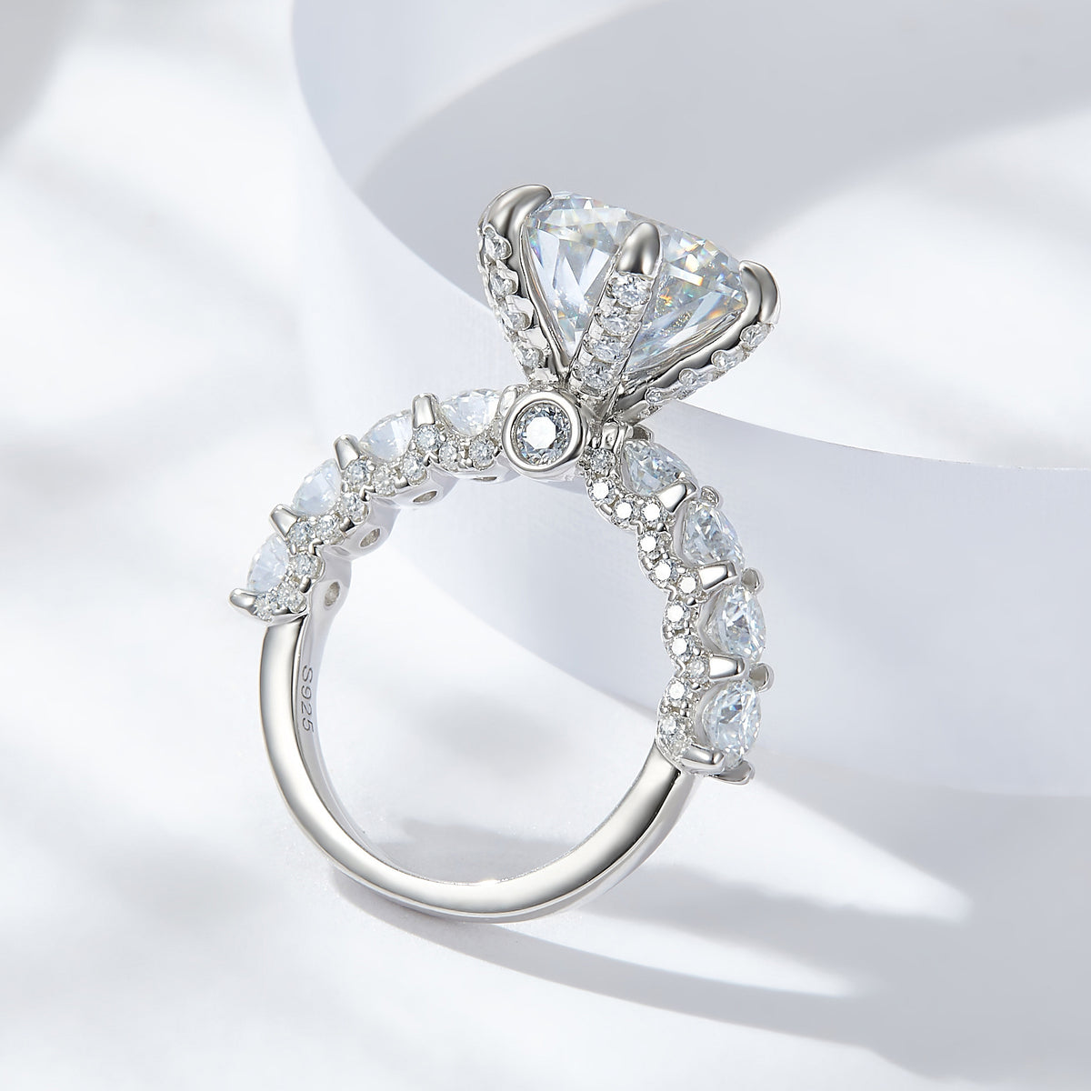 5 Carat Round Cut Moissanite Halo Engagement Ring product image