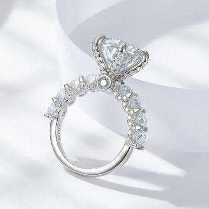 5 Carat Round Cut Moissanite Halo Engagement Ring