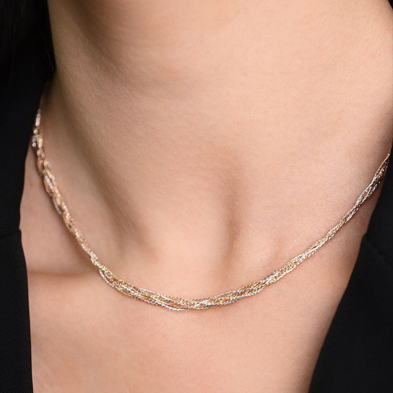 Three-Tone Braided Chain Bracelet, 925 Silver with 18K Gold Accents product image