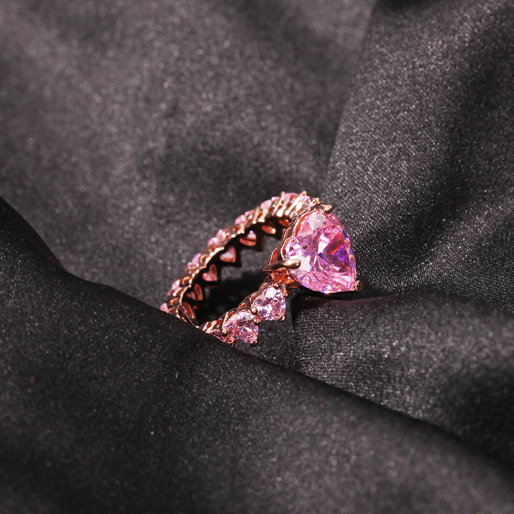 Heart Cut Cubic Zirconia Statement Ring for Women and Men – Gold, Silver & Rose Gold Stackable Fashion Ring product image