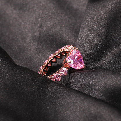 Heart Cut Cubic Zirconia Statement Ring for Women and Men – Gold, Silver & Rose Gold Stackable Fashion Ring