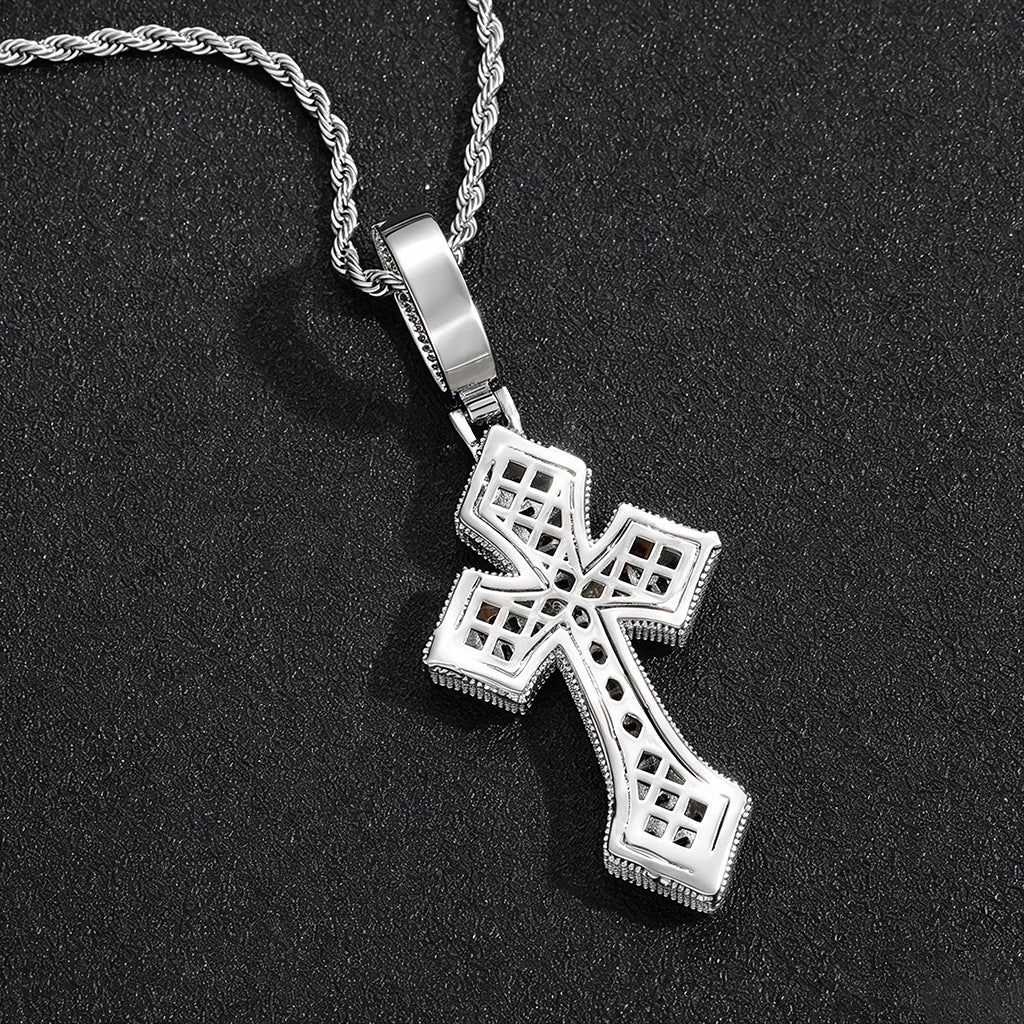 Hip Hop Vintage Cross Copper Pendant Necklace for Men and Women