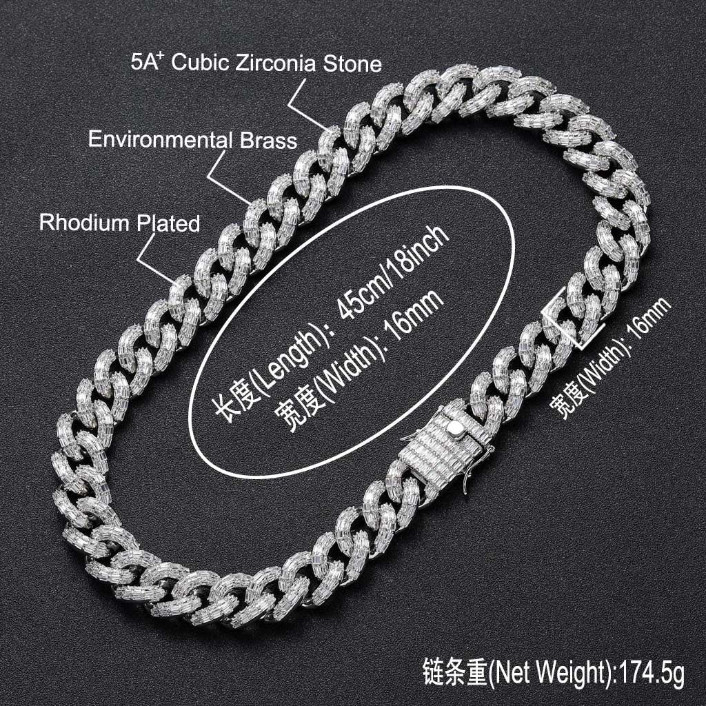 Hip Hop Light Luxury Cuban Link Bubble Cubic Zirconia Necklace for Men