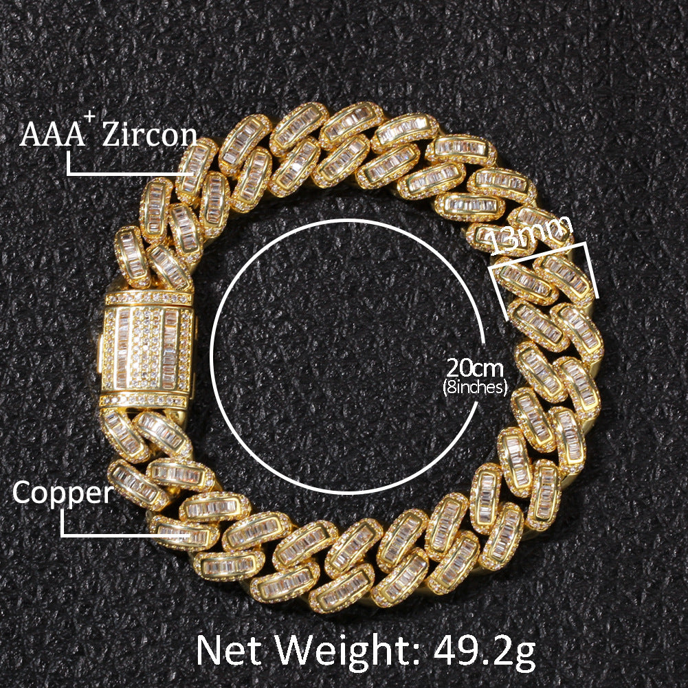 Iced Cuban Link Chain Necklace & Bracelet Set with Cubic Zirconia for Women and Men, Gold Plated or Silver Plated Statement Jewelry