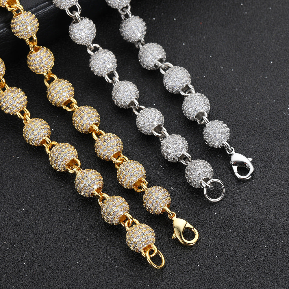 8 mm Pave CZ Bead Link Copper Necklace or Bracelet - CHA099 product image
