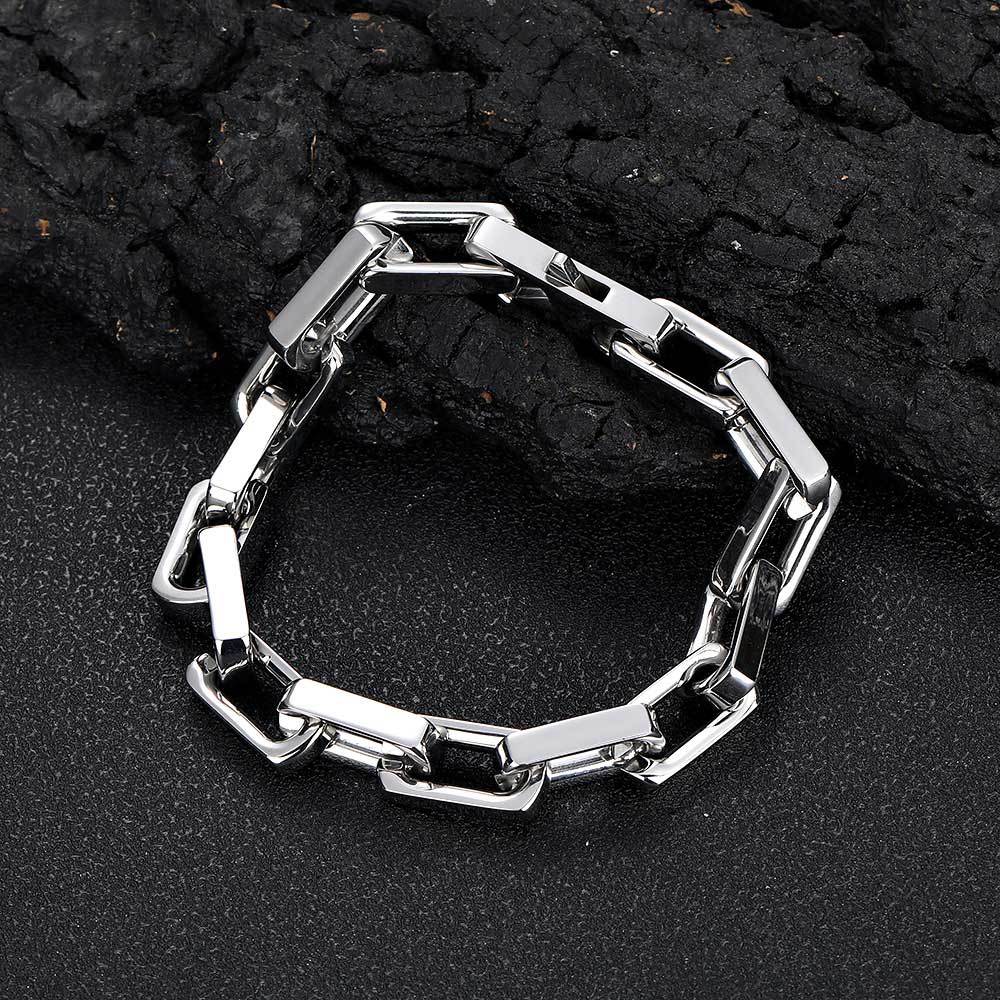 9 mm Polished Rectangular Link Hip Hop Bracelet with Stainless steel Base - CHA261 product image