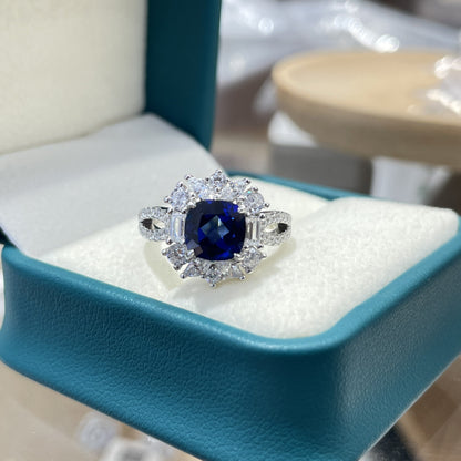 Royal Blue Sapphire-Style Jewelry Set | Ring, Necklace & Earrings
