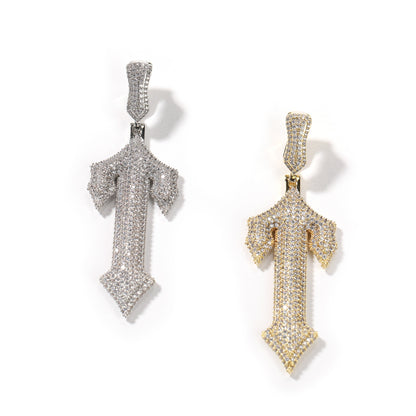Men’s Iced Out Cross Pendant Necklace with Cubic Zirconia Twist Chain, Gold Tone or White Gold Tone Statement Jewelry