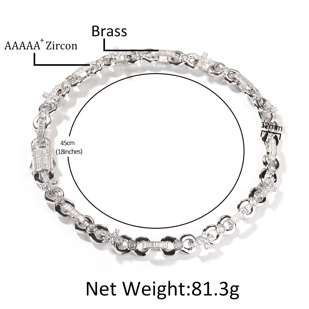 Men’s Iced Cross Chain Necklace & Bracelet Set in Gold or Silver Tone with Cubic Zirconia product image