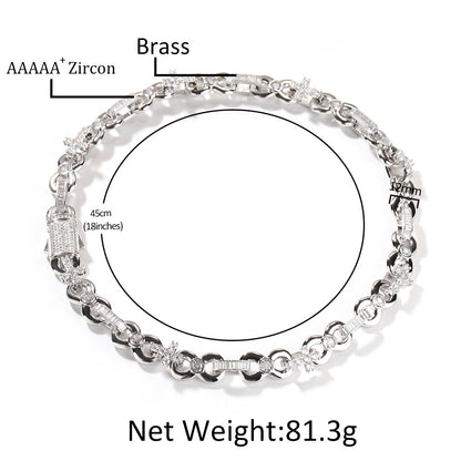 Men’s Iced Cross Chain Necklace & Bracelet Set in Gold or Silver Tone with Cubic Zirconia