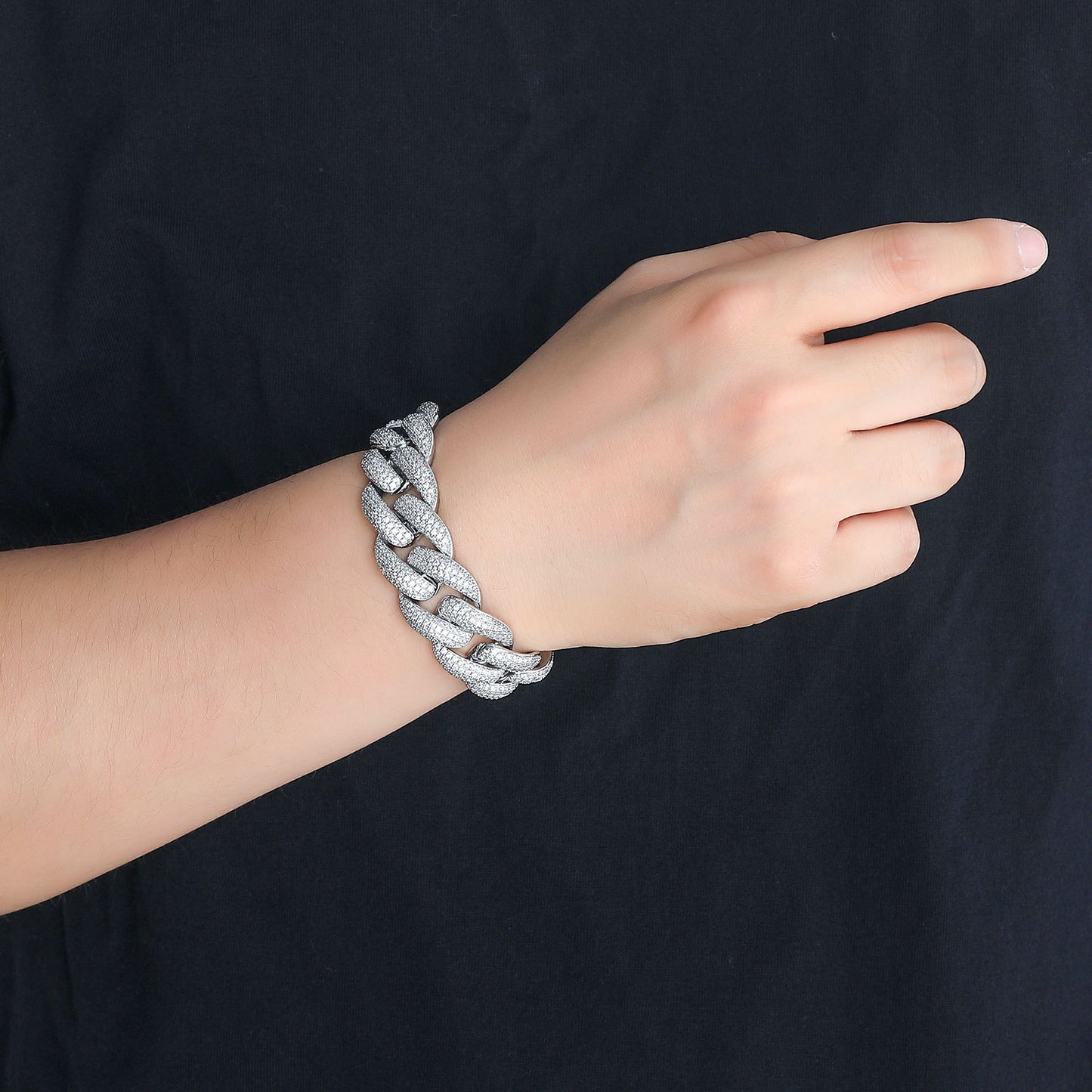 Hip Hop Cuban Link Bubble Cubic Zirconia Bracelet for Men
