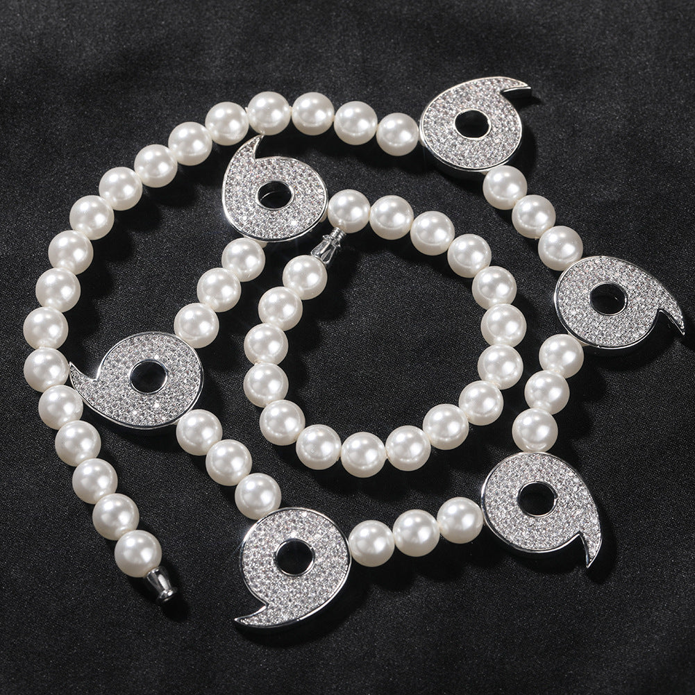 Silver Plated Round Line Pendant Pearl Necklace for Women and Men – Trendy Statement Chain 18/20/22/24 Inch