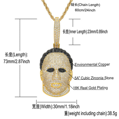 Hip Hop Fashion Cubic Zirconia Pendant Necklace for Men and Women