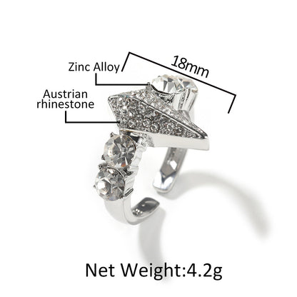 Men’s Adjustable Geometric Statement Ring with Cubic Zirconia Accent Stones