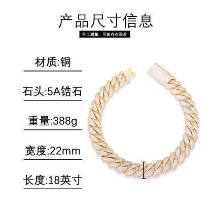 Iced Out Cuban Link Chain Necklace for Men and Women - Gold Color Copper Chain with Cubic Zirconia