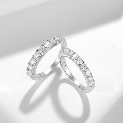 10-Stone Moissanite Ring, S925 Silver 18K Gold Plated Wedding Band for Women
