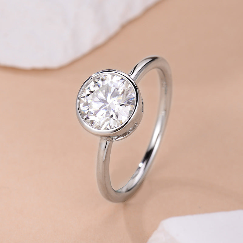 Round Moissanite Solitaire Ring, 8mm Center Stone, S925 18K Gold Plated product image
