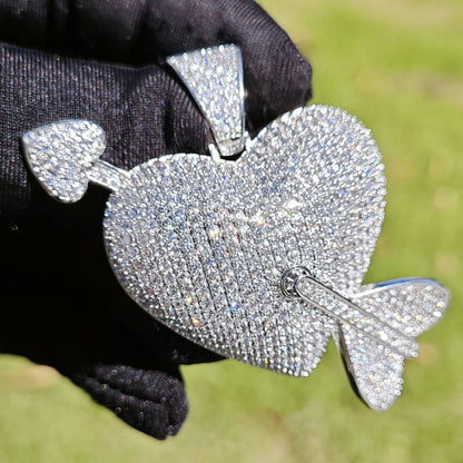 Iced Out Cupid Heart Pendant Necklace for Women and Men