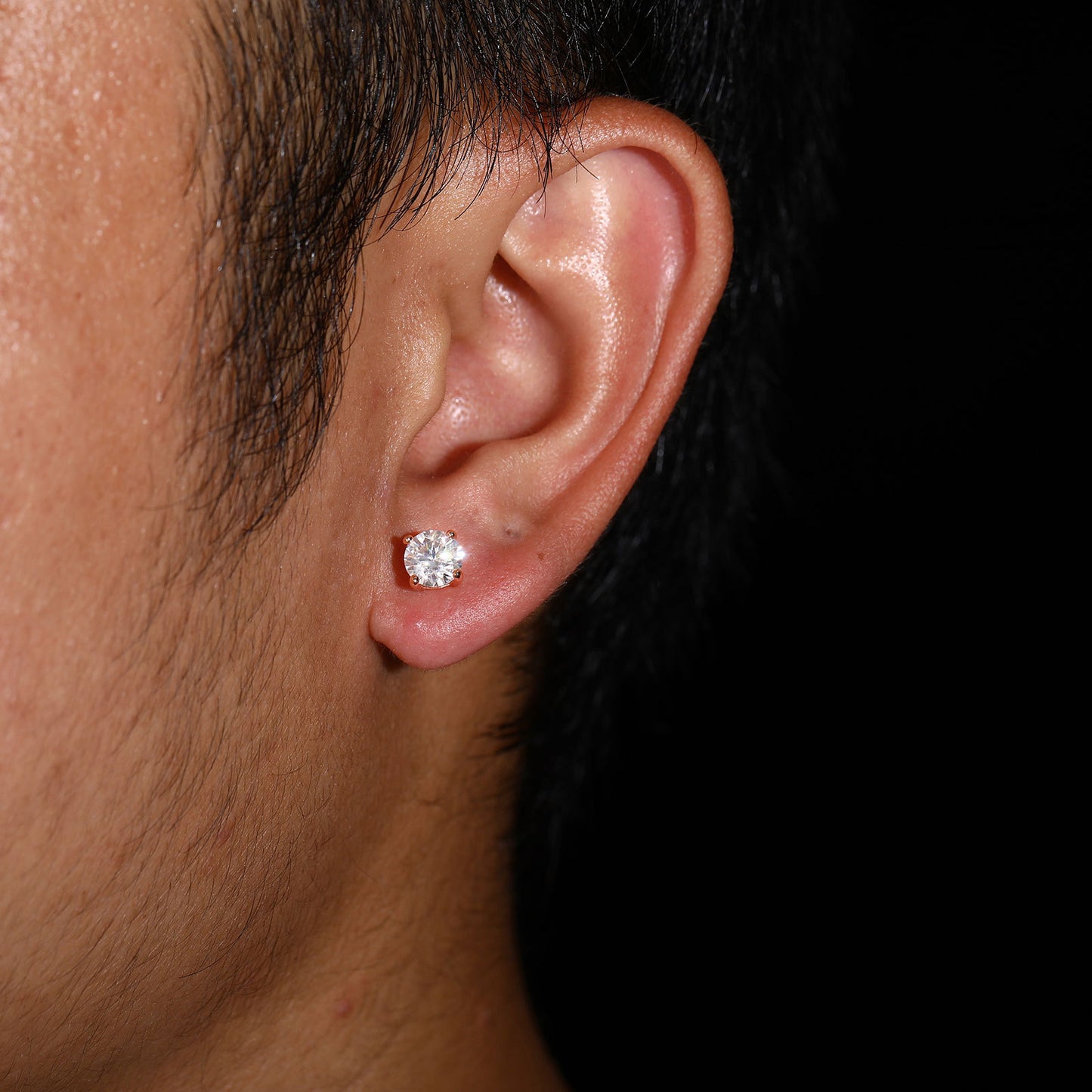 925 Silver Gold Plated Round Cubic Zirconia Stud Earrings for Women and Men product image