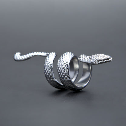 Unisex Snake Statement Ring – Gold Plated or Silver Plated Hip Hop Style Wrap Ring, Size 8