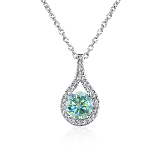 1ct S925 Silver Moissanite Teardrop Pendant Necklace, Box Chain, Color Options product image