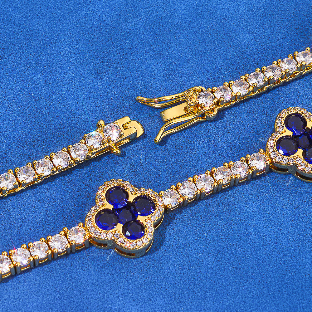 3 mm Colored Clover CZ Tennis Copper Necklace or Bracelet - CHA362 product image
