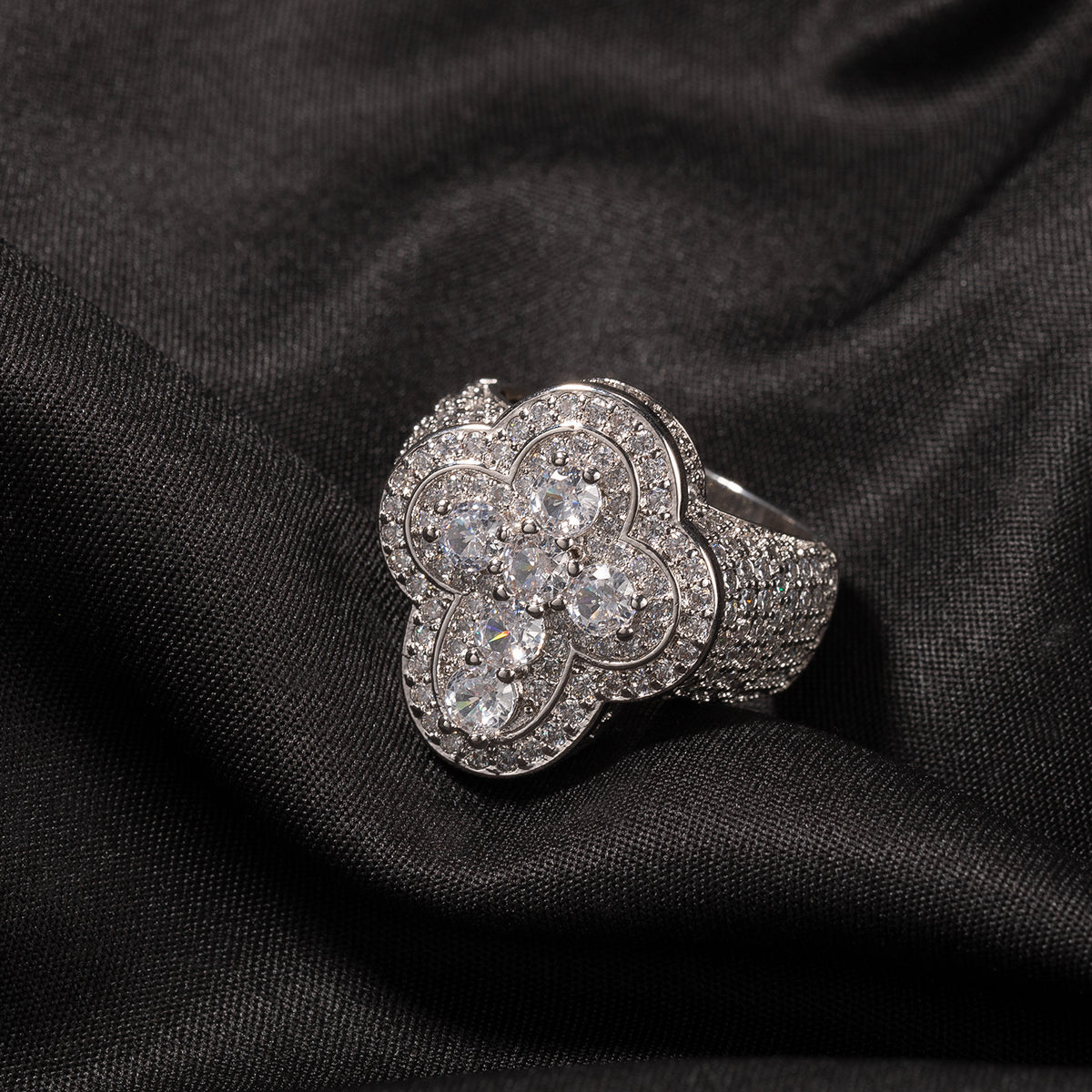 Unisex Iced Cross Ring with Cubic Zirconia in Gold or Silver Tone – Hip Hop Statement Ring Sizes 8-11 product image