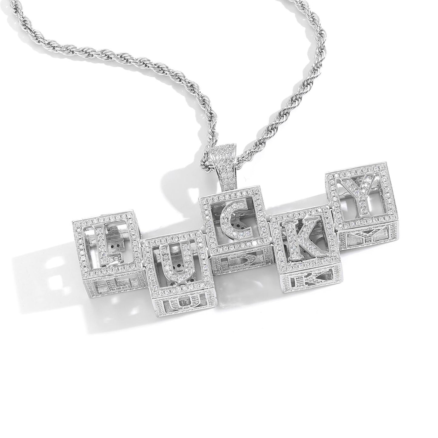 Hip Hop Letter Stainless Steel Pendant Necklace for Men and Women