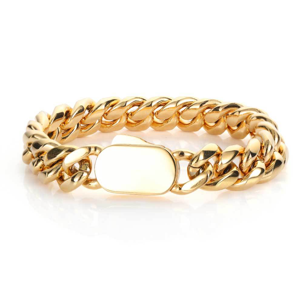 6-12 mm Polished Cuban with Oval Clasp Stainless steel Bracelet - CHA030 product image