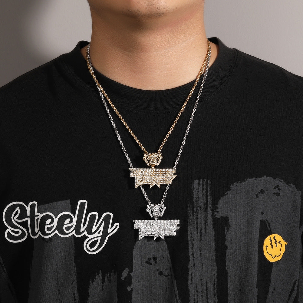 Iced Letter Pendant Necklace for Women and Men – Gold Plated or Silver Plated Hip Hop Chain, Statement Diamond Look Pendant