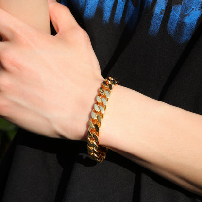 Men’s Stainless Steel Curb Chain Bracelet – Minimalist Line Design, Gold Plated or Silver Tone, 7 Inch & 8 Inch