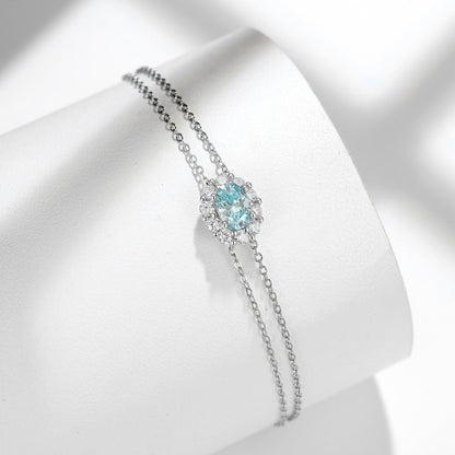 Oval Halo Bracelet, Double-Chain Adjustable Wrist Jewelry