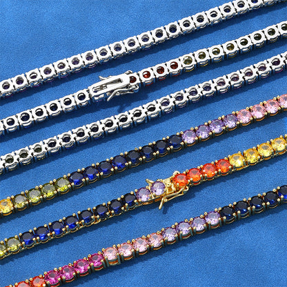5 mm Multicolor Round CZ Tennis Copper Necklace or Bracelet - CHA111