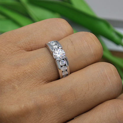 1 Carat Moissanite Ring, 925 Silver 18K Gold Plated Round Halo Band