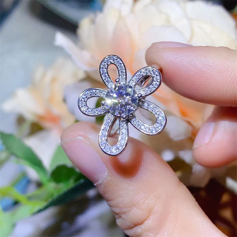 Moissanite Flower Ring for Women, 1 Carat Floral Engagement Ring, Promise Wedding Ring product image