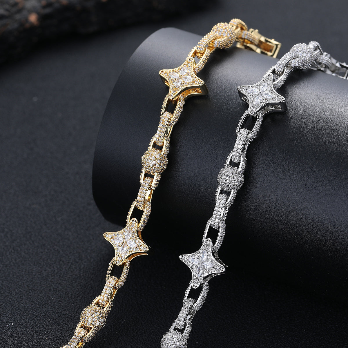 Star Link Cubic Zirconia Chain Necklace, Unisex Jewelry product image