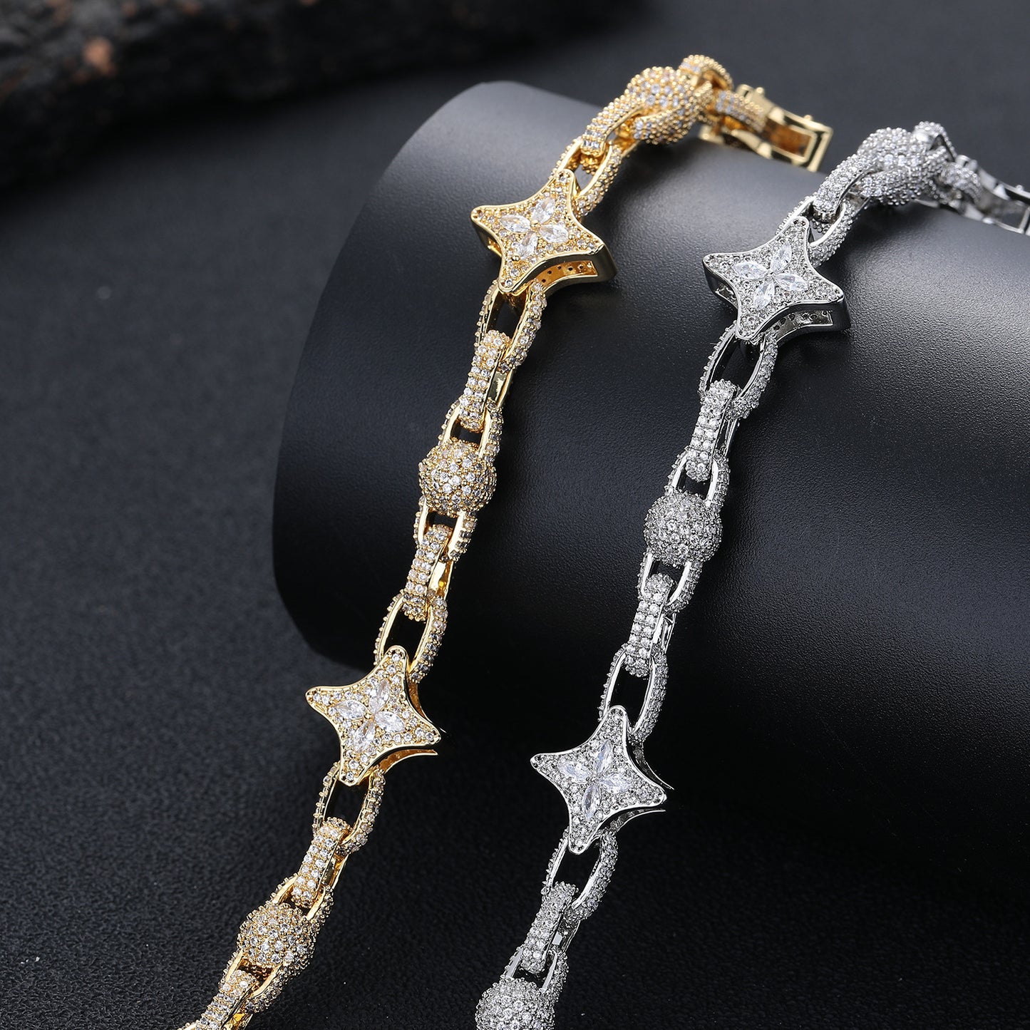 Star Link Zircon Chain Necklace, Unisex Jewelry